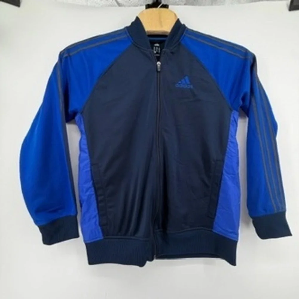 Adidas Mens Track Jacket Navy Royal Blue Full Zip 3-Stripes Medium Sportswear‎